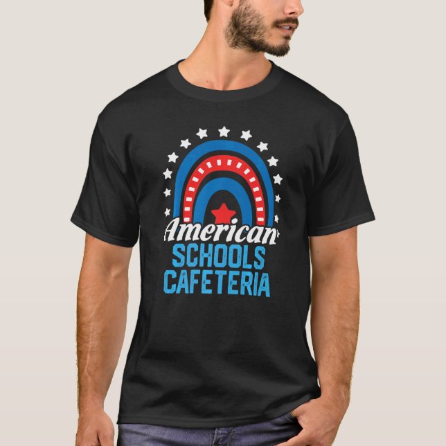 American Schools Cafeteria Rainbow Usa Flag 4th Of T Shirt (Framsida)
