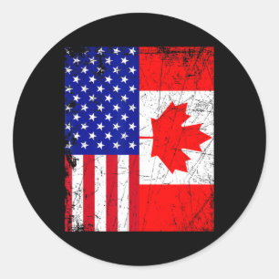 American Shirt USA Kanada, Flagga 4 juli Runt Klistermärke