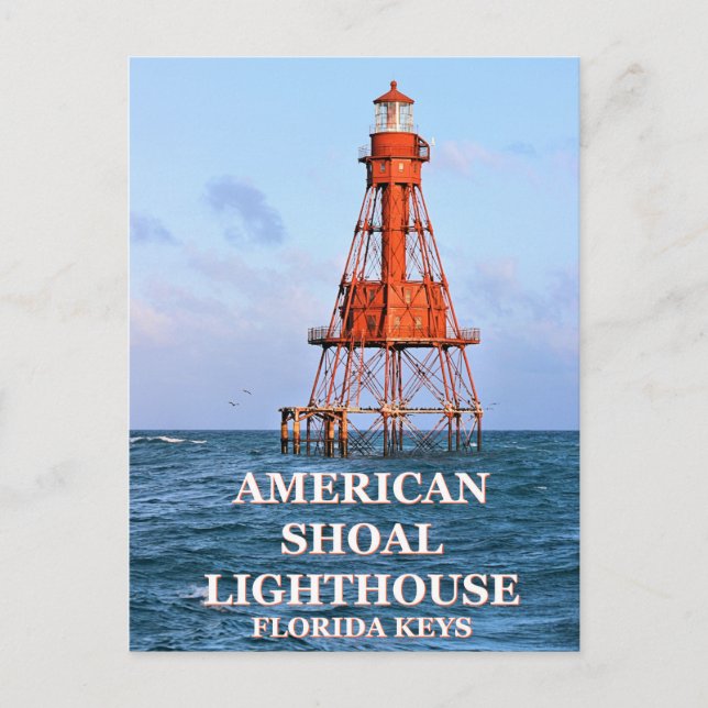 American Shoal Lighthouse, Florida Postcard Vykort (Framsida)