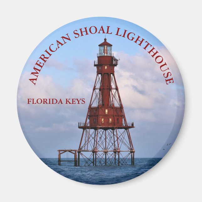 American Shoal Lighthouse Florida Round Magnet (Framsidan)