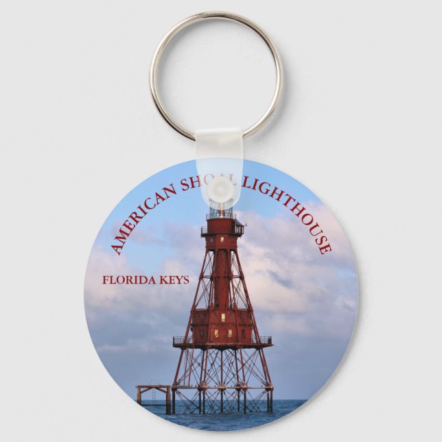 American Shoal Lighthouse, Florida Round Nyckelrin Nyckelring (Framsida)