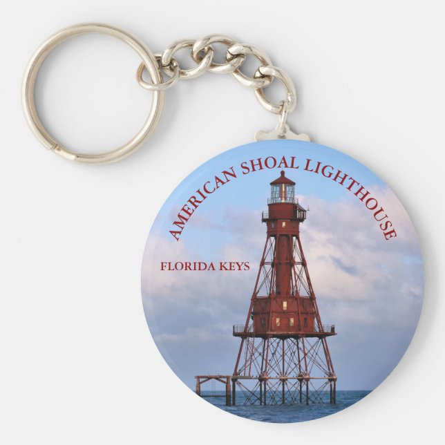 American Shoal Lighthouse, Florida Round Nyckelrin Nyckelring (Framsidan)
