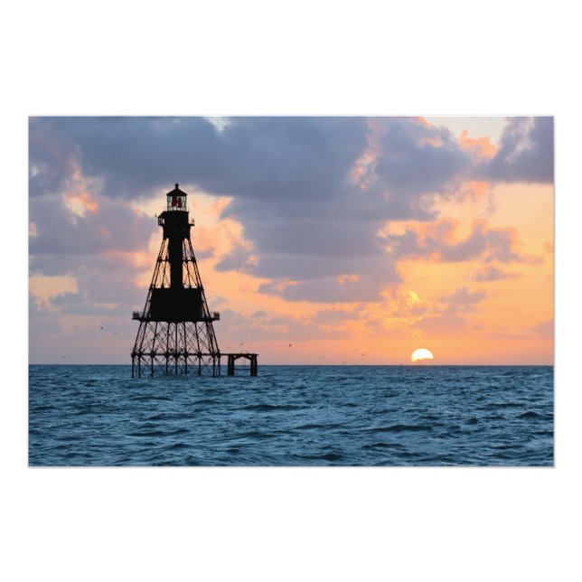 American Shoal Lighthouse, Florida Satin Photo Fototryck (Framsidan)