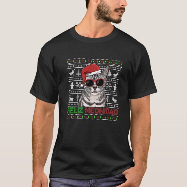 American Shorthair Cat Feliz Meowidad Funny Christ T Shirt (Framsida)