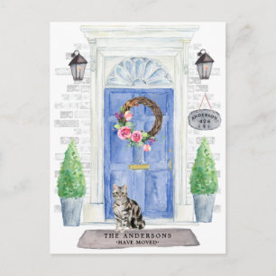American Shorthair Cat Flytta Announcement Vykort