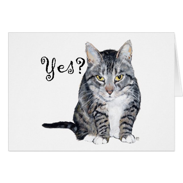 American Shorthair Katt - Ja? Hälsningskort (Framsidan Horizontal)
