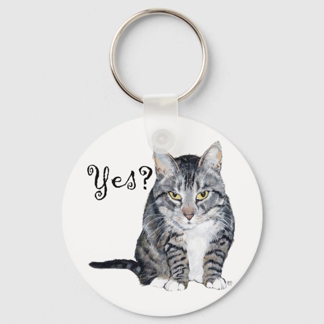 American Shorthair Katt - Ja? Nyckelring (Framsida)