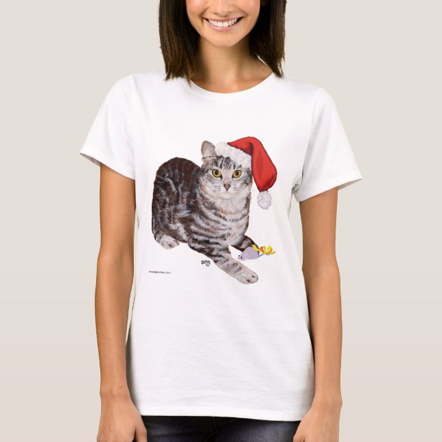 American Shorthair Tabby katt - jul Tee Shirt (Framsida)