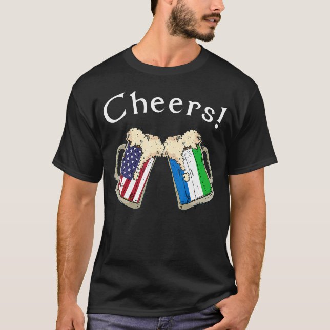 American Sierra Leonean Patriot US Flagga Beer Leo T Shirt (Framsida)