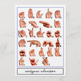 American Sign Language Alphabet Board, ASL Card Inbjudningar