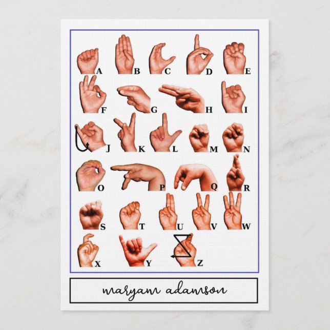 American Sign Language Alphabet Board, ASL Card Inbjudningar (Framsida)
