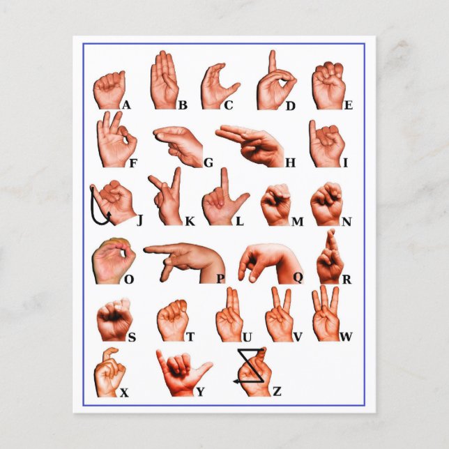 American Sign Language Alphabet Board, Lär Asl Flygblad (Framsidan)
