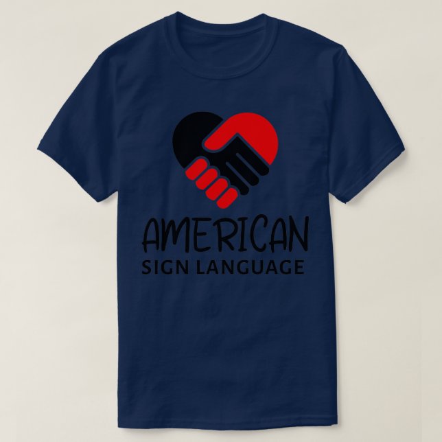 American Sign Language ASL design with heart hands T Shirt (Design framsida)