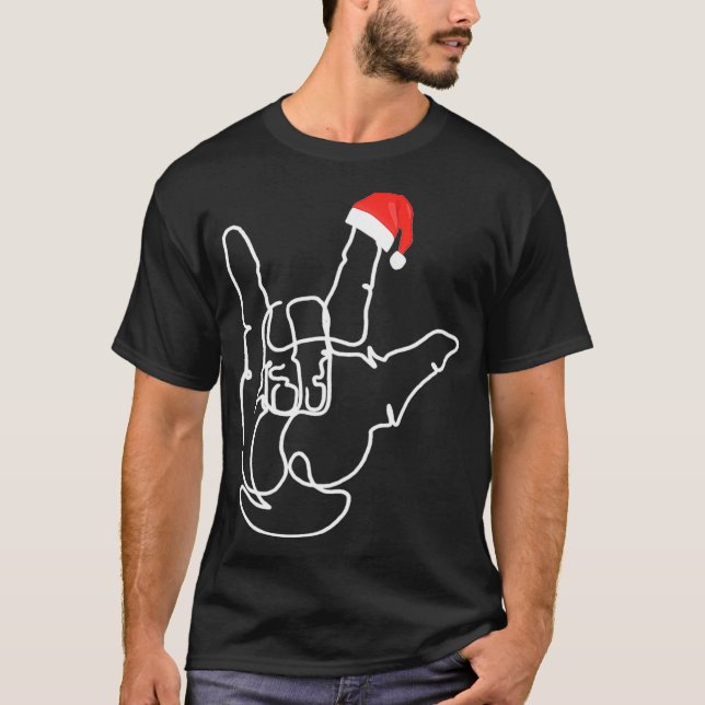 American Sign Language ASL Love Christmas  T Shirt (Framsida)