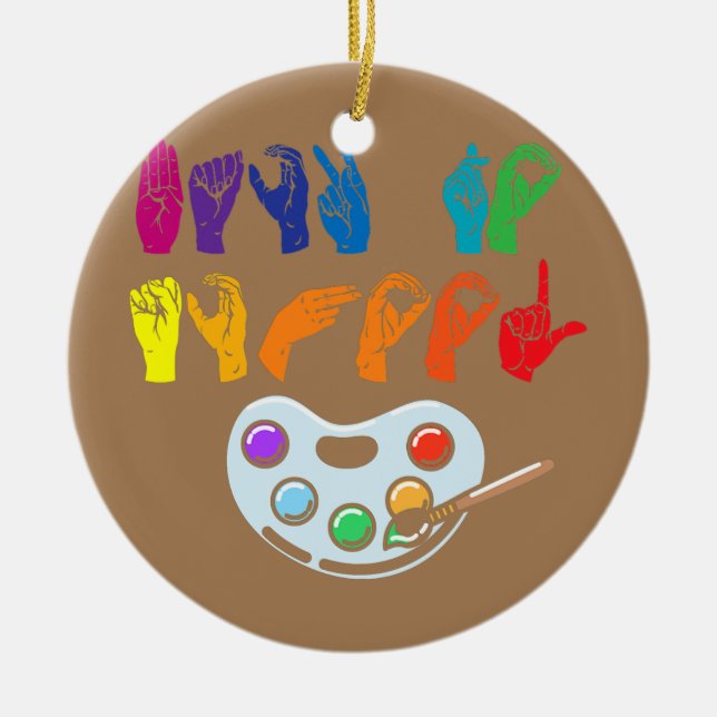 American Sign Language Back to school ASL Julgransprydnad Keramik (Framsidan)