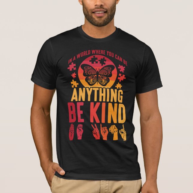 American Sign Language BE Pussel Butterfly T Shirt (Framsida)