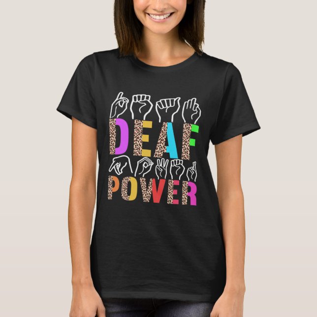 American Sign Language Deaf Awareness 3  T Shirt (Framsida)