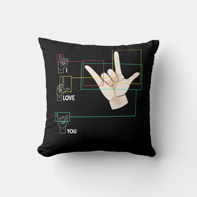 American Sign Language Hand Sign ASL I Kärlek You Kudde (Framsida)