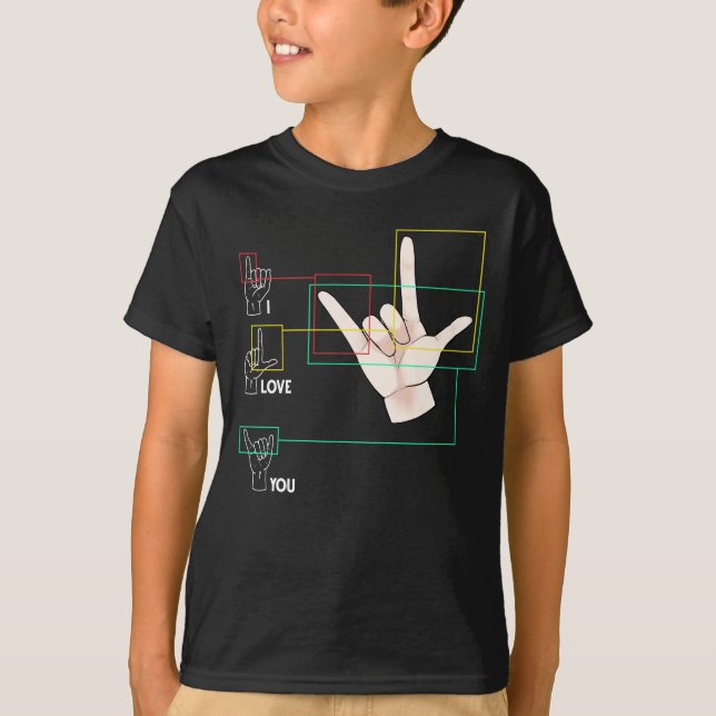 American Sign Language Hand Sign ASL I Kärlek You T Shirt (Framsida)