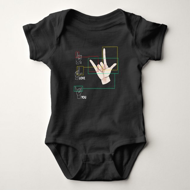American Sign Language Hand Sign ASL I Kärlek You T Shirt (Framsida)