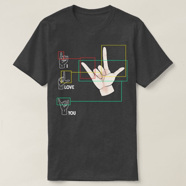 American Sign Language Hand Sign ASL I Kärlek You T Shirt (Design framsida)