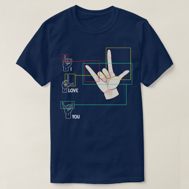 American Sign Language Hand Sign ASL I Kärlek You T Shirt (Design framsida)