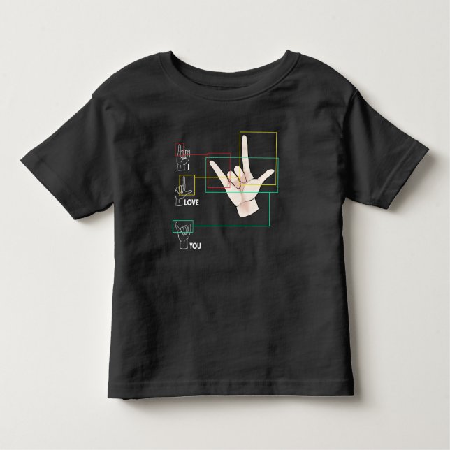 American Sign Language Hand Sign ASL I Kärlek You T Shirt (Framsida)