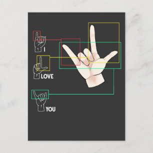 American Sign Language Hand Sign ASL I Kärlek You Vykort