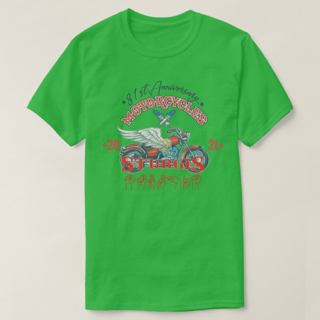 American Sign Language Sturgis Rally Motorcycles 2 T Shirt (Design framsida)