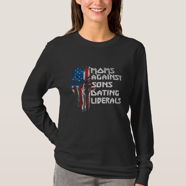 American Skull Costume Mom Against Sons Dating Lib T Shirt (Framsida)