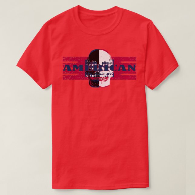 American Skull Flagga 2 T Shirt (Design framsida)