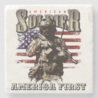 American Soldier Design Sandstone Coaster Stenunderlägg