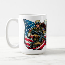 American Soldier Eagle USA flagga Patriotic Art Kaffemugg