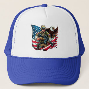 American Soldier Eagle USA flagga Patriotic Art Keps