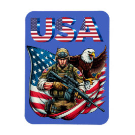 American Soldier Eagle USA flagga Patriotic Art Magnet