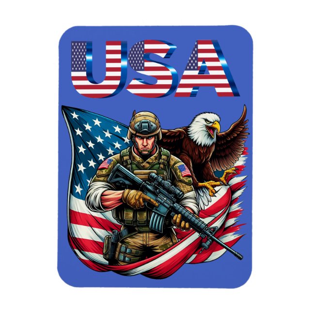American Soldier Eagle USA flagga Patriotic Art Magnet (Vertikal)
