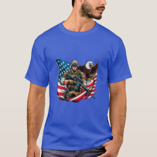 American Soldier Eagle USA flagga Patriotic Art T Shirt