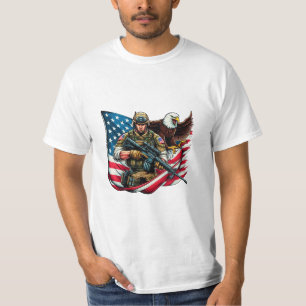 American Soldier Eagle USA flagga Patriotic Art T Shirt