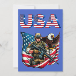 American Soldier Eagle USA flagga Patriotic Art Tack Kort