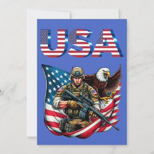 American Soldier Eagle USA flagga Patriotic Art Tack Kort
