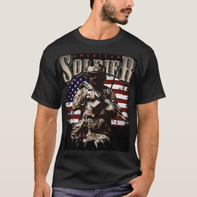 American Soldier PatrioticMilitary Graphic T-shirt (Framsida)