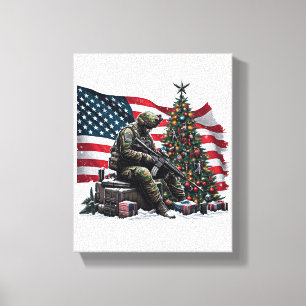 American Soldier USA flagga Julgran Art Canvastryck
