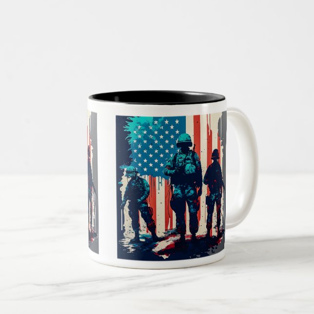 American Soldiers Two-Tone Mugg, 11 oz Två-Tonad Mugg (Framsida höger)