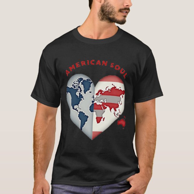 American Soul World Heart T Shirt (Framsida)