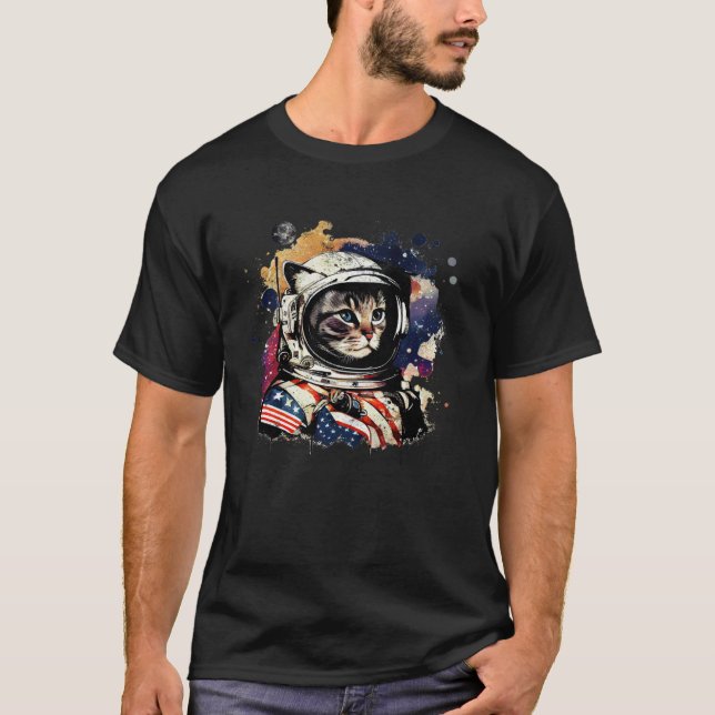 american space cat astronaut space cat cosmic t shirt (Framsida)