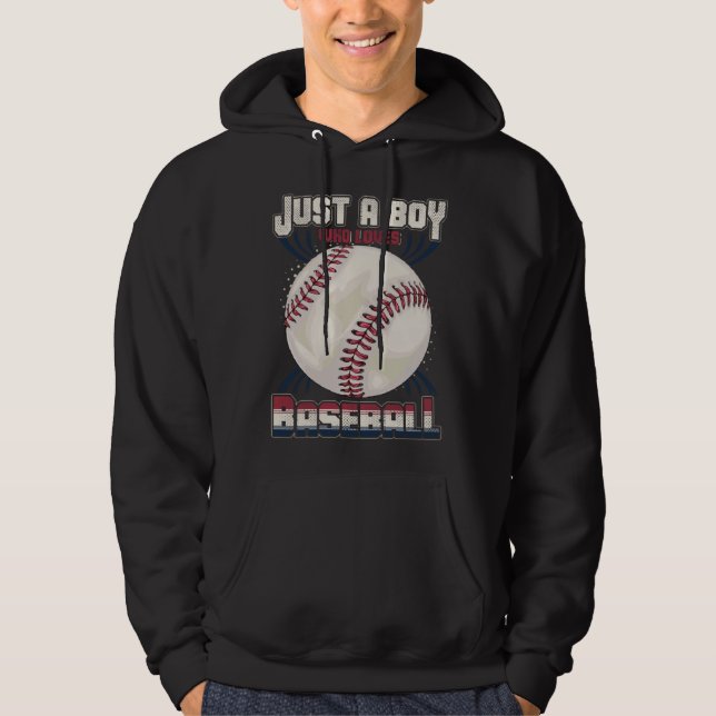 American Sport Fan Baseball  Boys Batter Baseball Hoodie (Framsida)