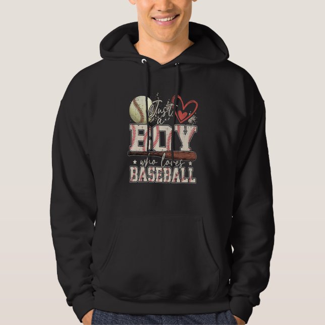 American Sport Men Just A Boy Who Loves Baseball G Hoodie (Framsida)