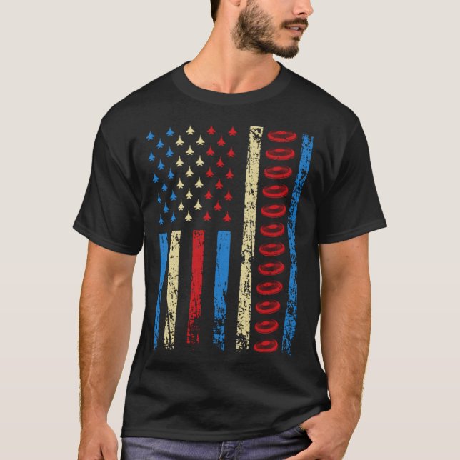 American Sports Flag 4th Of July Ultimate Frisbee  T Shirt (Framsida)