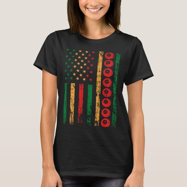 American Sports Flag Black History Month Billiards T Shirt (Framsida)