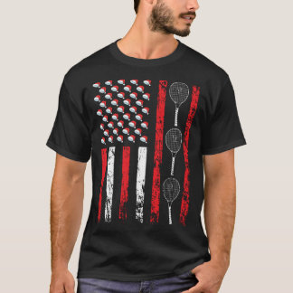 American Sports Flag Christmas Tennis Racket Athle T Shirt